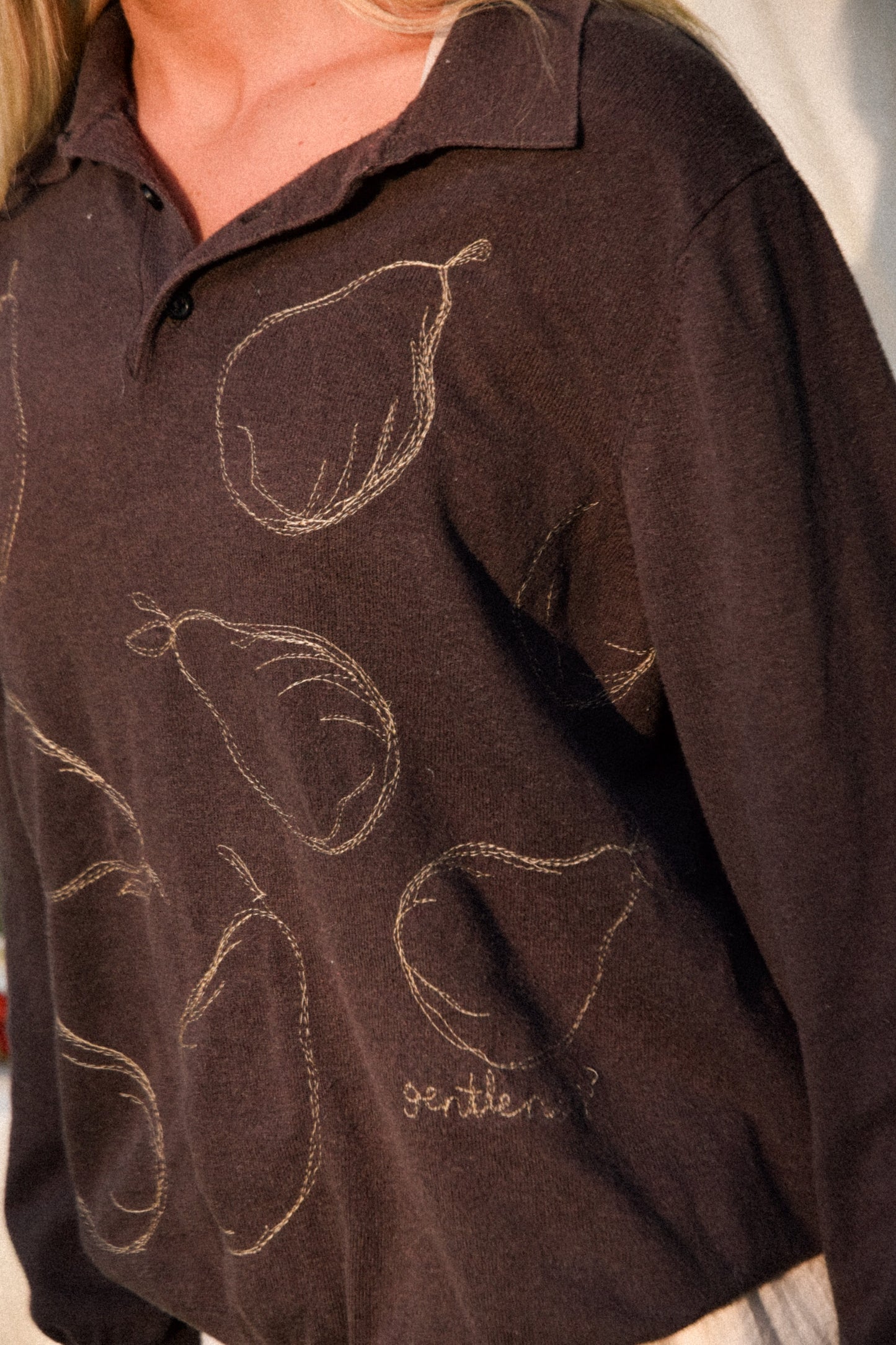 GENTLENESS Quarter Button Sweater - Espresso