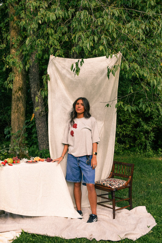 LOVE Cropped Dickies Tee - Oat