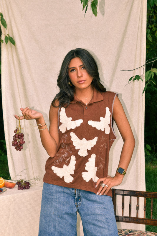 PEACE Sweater Vest - Rust